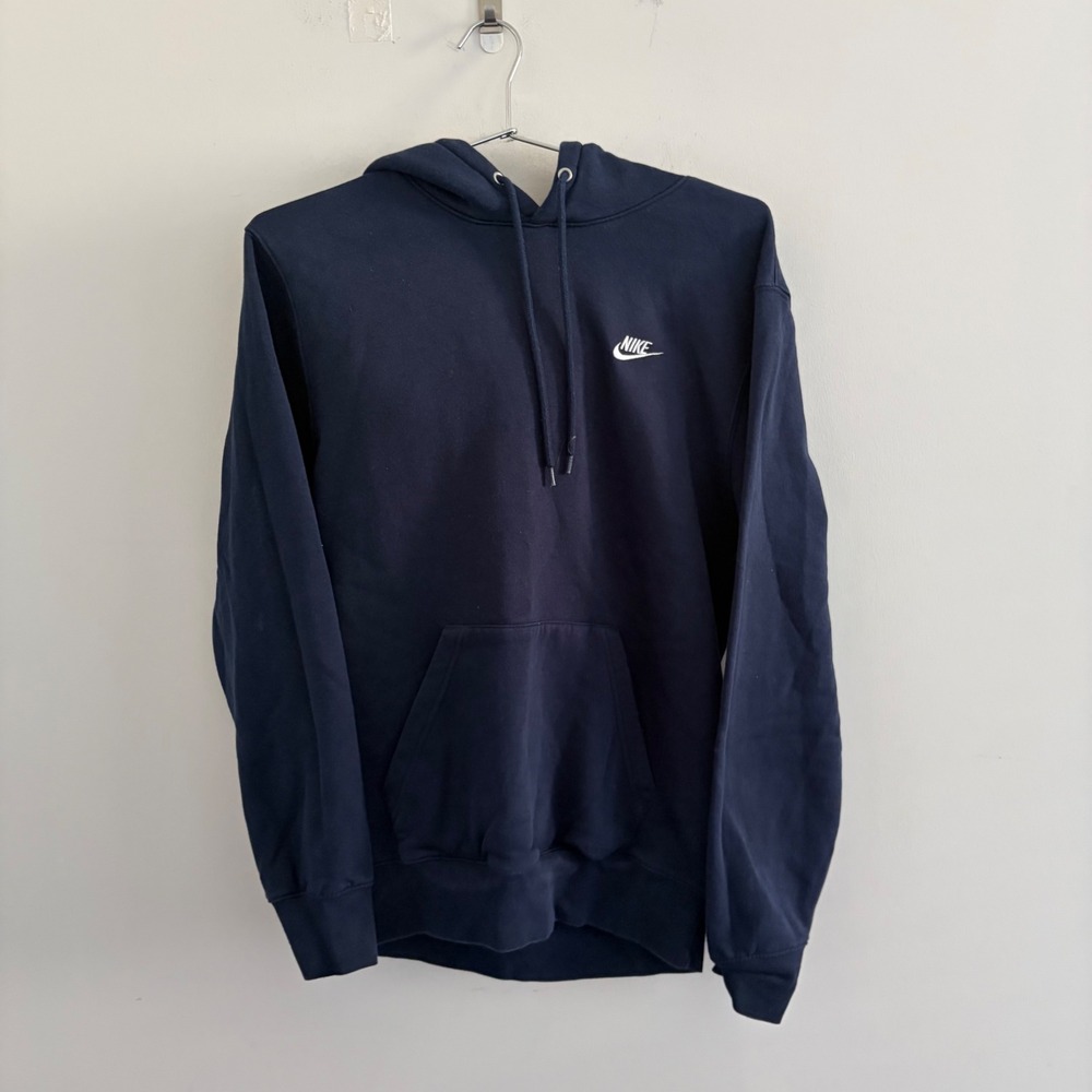 Nike Club Fleece Pullover Hoodie Navy Blue Small